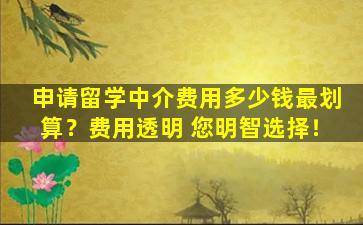 申请留学中介费用多少钱最划算？费用透明 您明智选择！